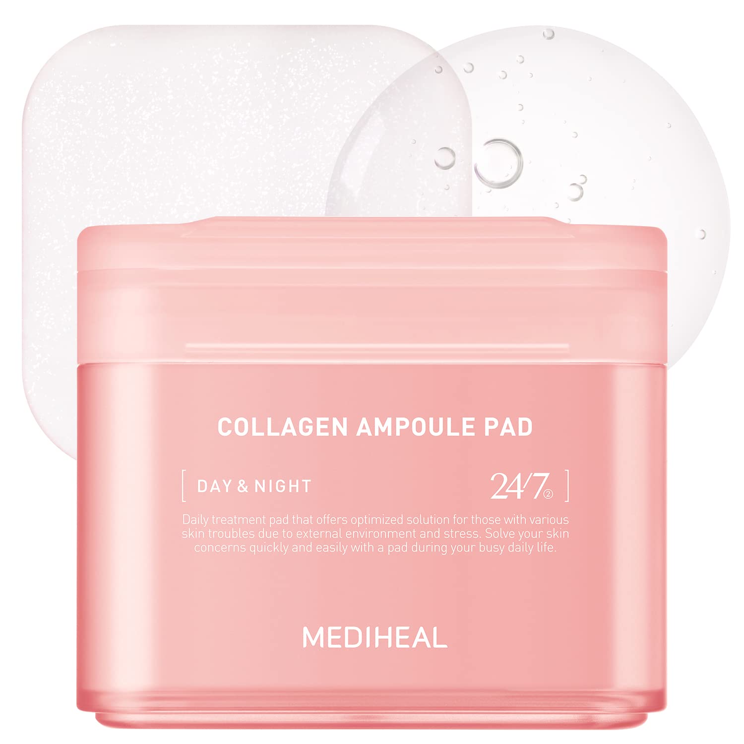MEDIHEAL Collagen Ampoule Pad – Square Cotton Facial Toner Pads Collagen & Ceram...