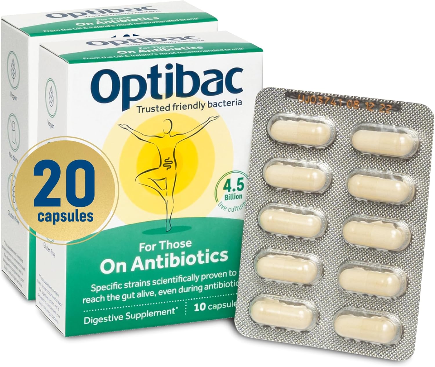 Optibac Probiotics for Those on Antibiotics - Vegan Digestive Probiotic Suppleme...