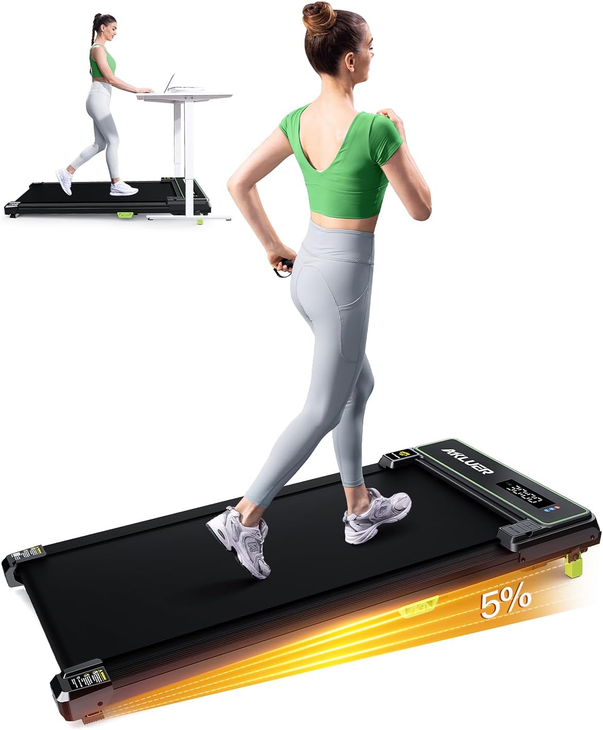 Walking Pad with Incline, Under Desk Treadmill for Home, 2.5HP Portable Treadmil...