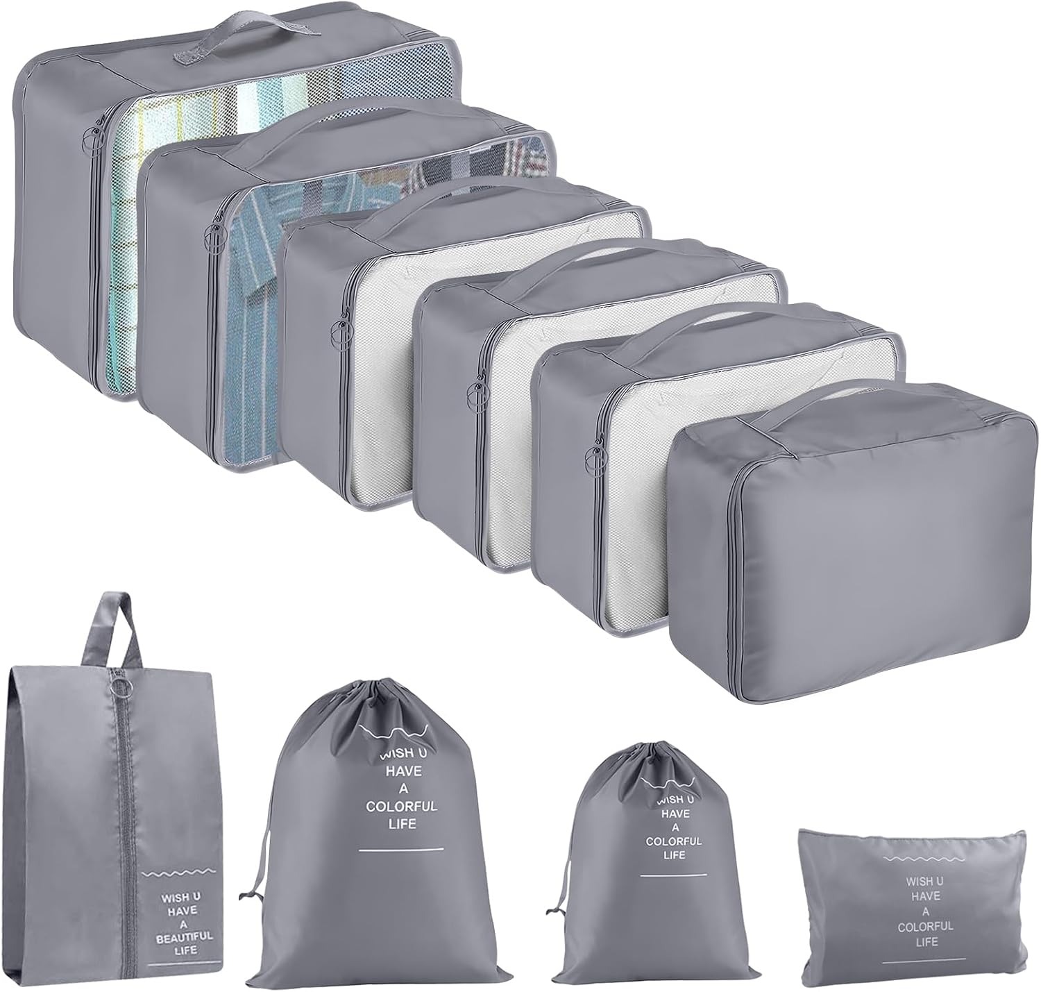 Packing Cubes for Suitcases, 10 pcs Travel Organiser Packing Bags for Clothes Sh...