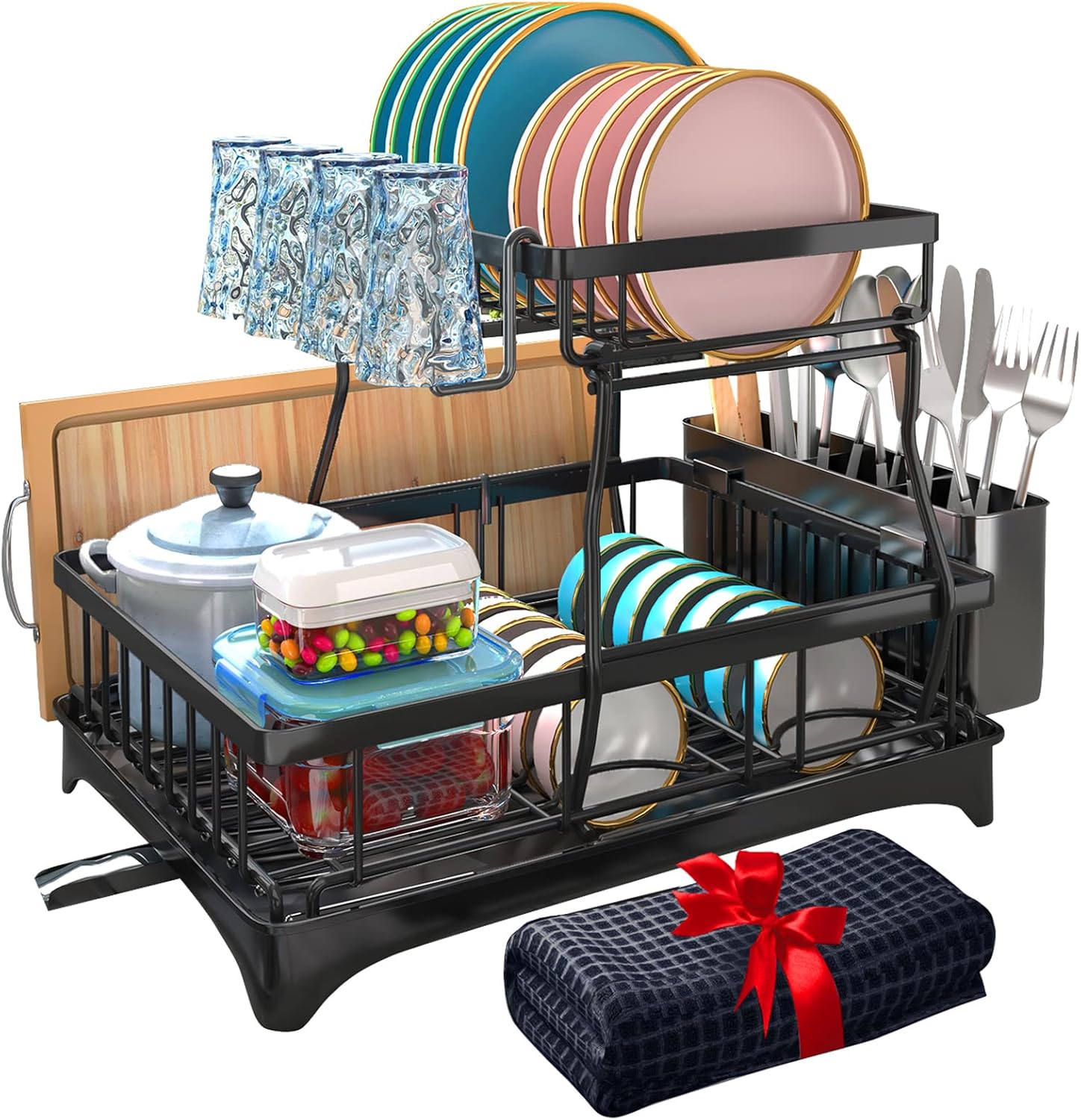 Godboat Dish Drying Rack, 2-Tier Dish Racks for Kitchen Counter, Dish Rack with...