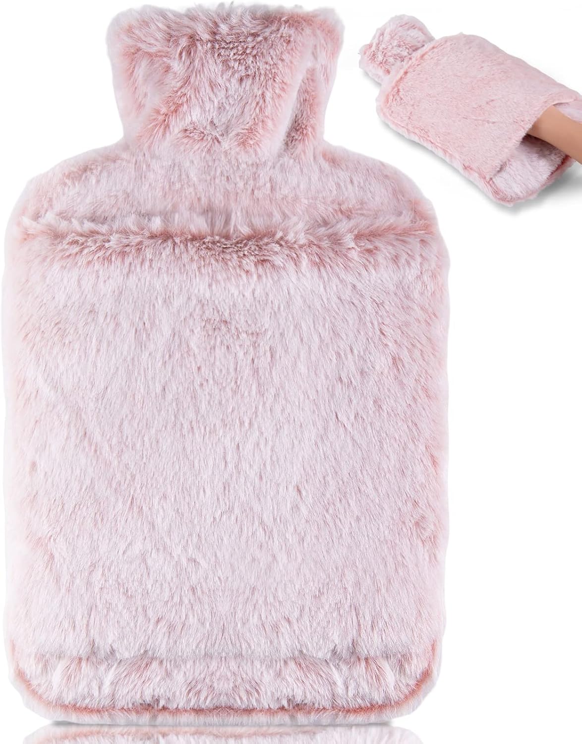 BOLEi Hot Water Bottle with Luxury Cosy Faux Fur Cover,2L Leakproof Large Hot Wa...