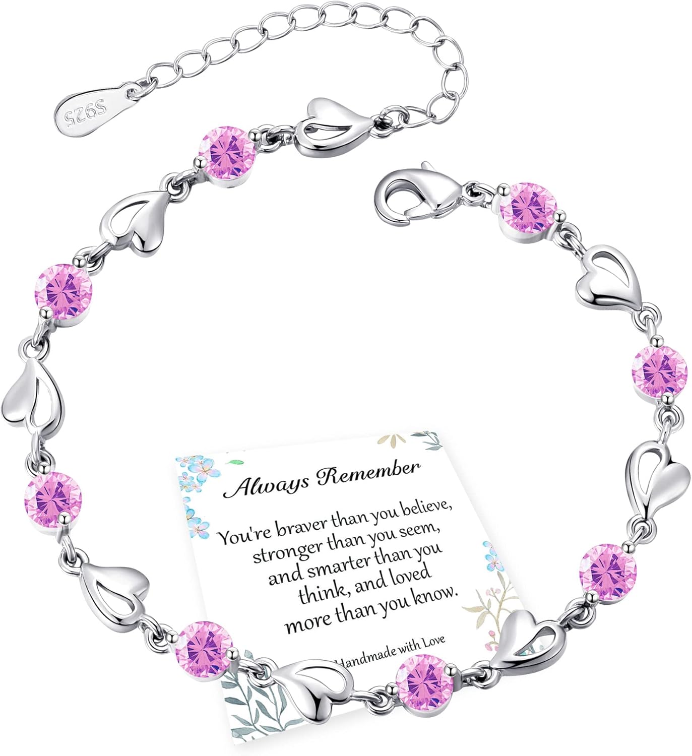 EXGOX Silver Bracelet for Women,925 Sterling Silver Love Heart Bracelet Shiny Cr...