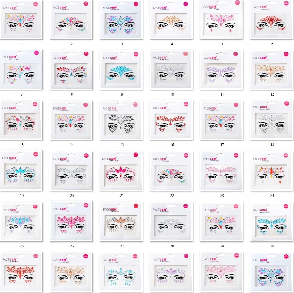 Face Gems Adhesive Glitter Jewel Tattoo Sticker Festival Gems Rave Party Body Ma...
