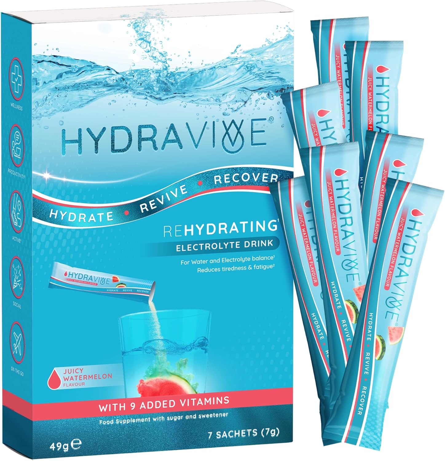 Hydravive® Rehydration Electrolytes Powder - High Strength Vitamin C and All 8 B...