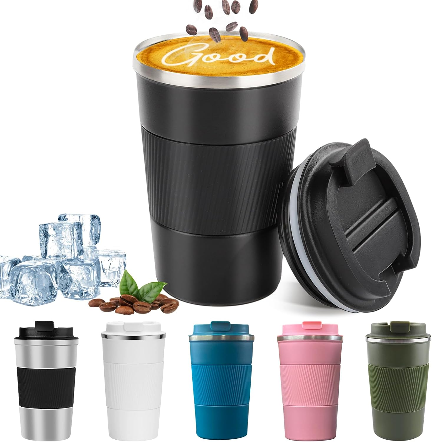 YINBAOGE Insulated Travel Coffee Mug Spill Proof Leak Proof Pobtable To Go Campi...
