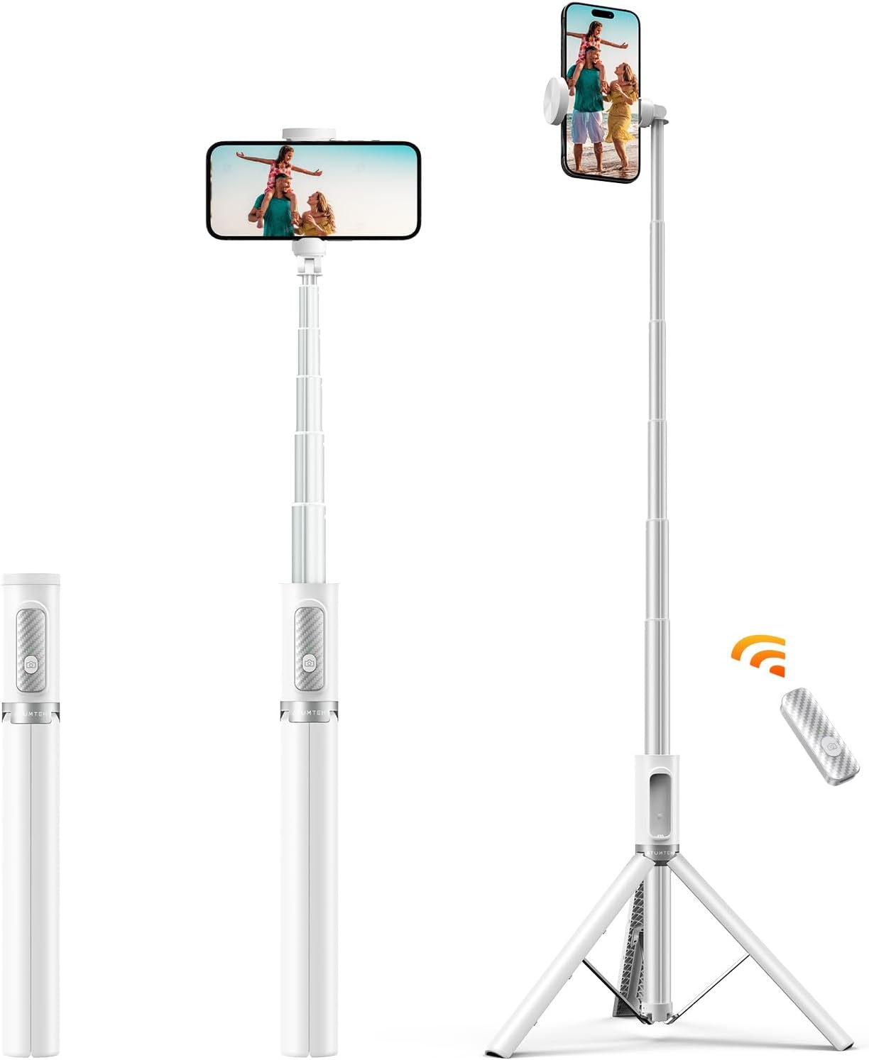 ATUMTEK Selfie Stick 157cm, Extendable Aluminum Tripod with Rechargeable Bluetoo...
