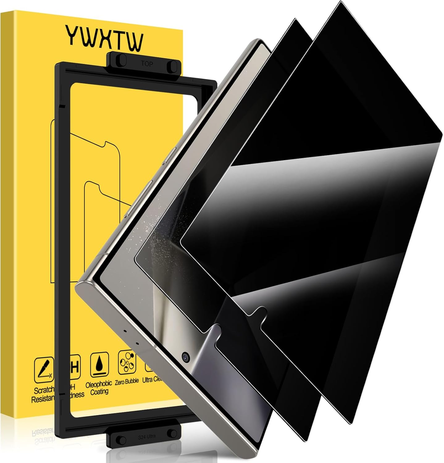 YWXTW EZ Unlock for Samsung Galaxy S24 Ultra Privacy Screen Protector, [0.1S Ult...