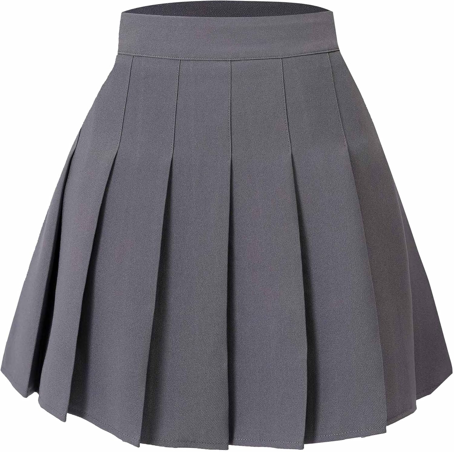 Hoerev Women Girls Short High Waist Pleated Skater Tennis School Skirt Solid Dar...