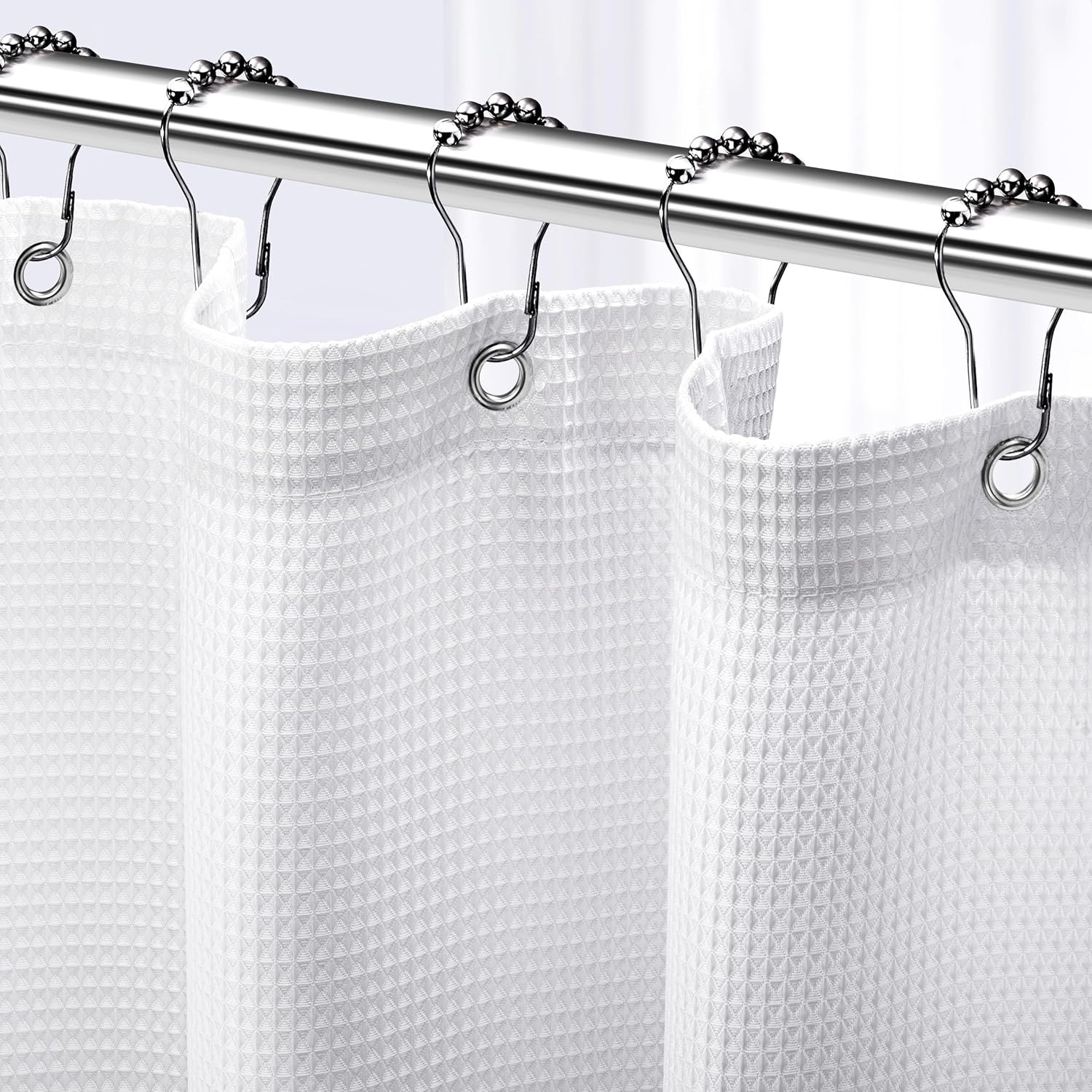 NEATERIZE Shower Curtain White - Hotel Style Shower Curtains for Bathroom with W...