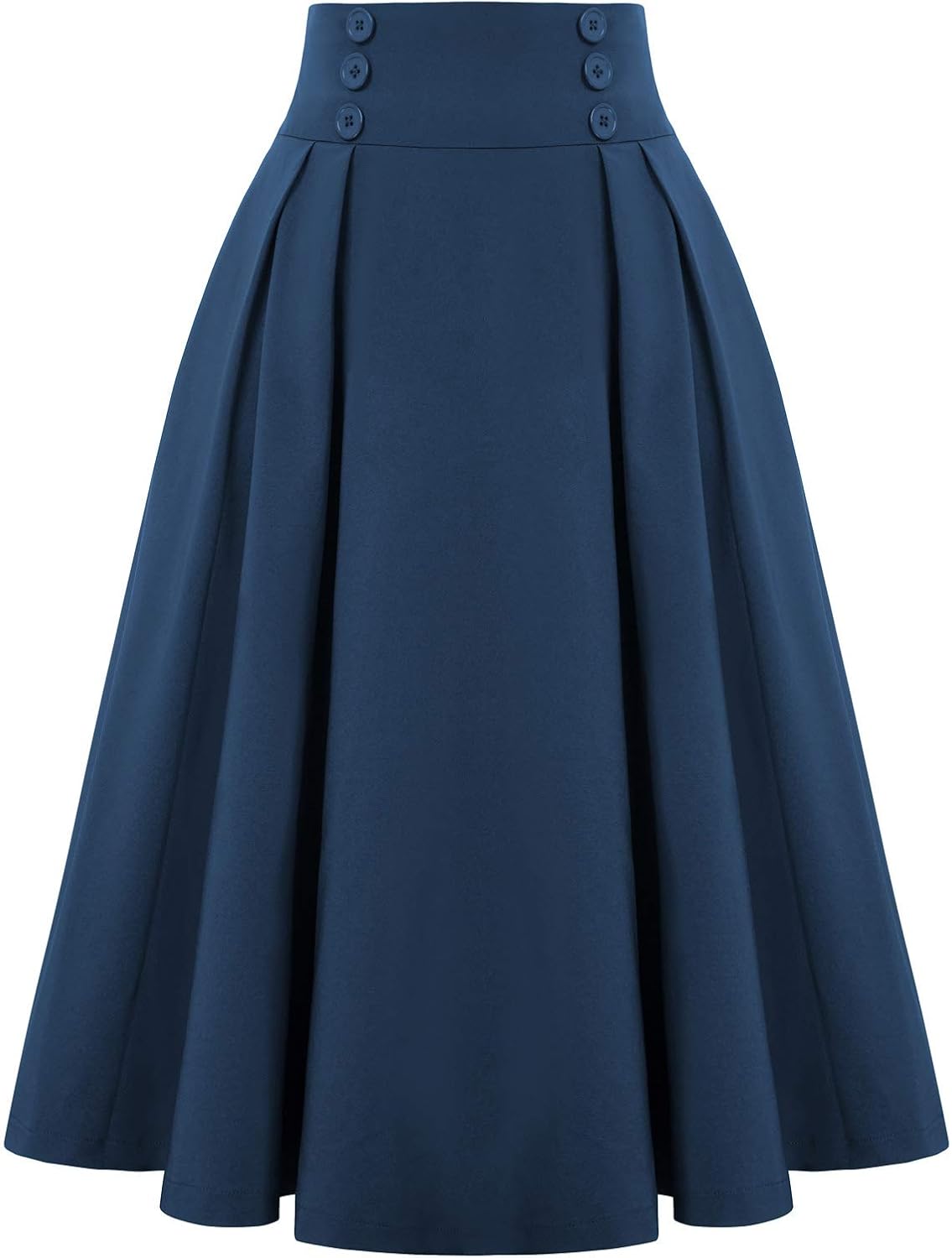 Belle Poque Women Vintage Skirt High Waist Pleated Skirt Midi A-Line Skirt with...