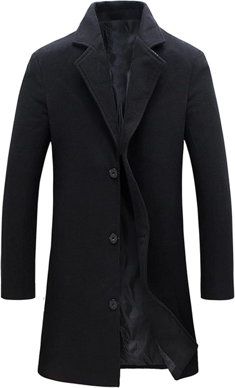 Springrain Men's Wool Blend Pea Coat Notched Collar Single Breasted Overcoat War...