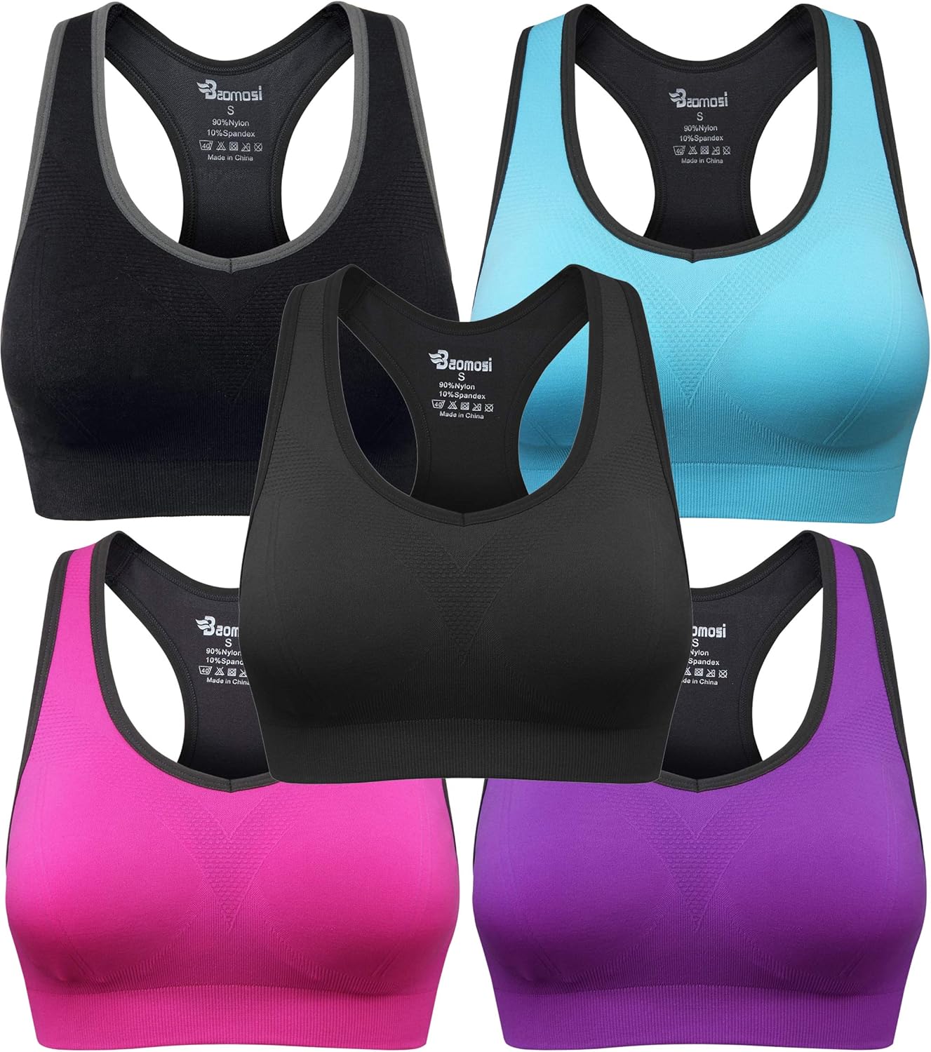 Women's Seamless Racerback Sports Bra High Impact Support Yoga Gym Workout Fitne...