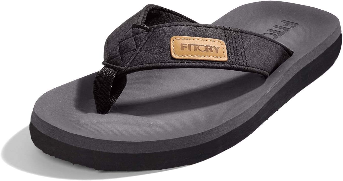 FITORY Men's Flip-Flops, Thongs Sandals Comfort Slippers for Beach Size 6-15 8 B...