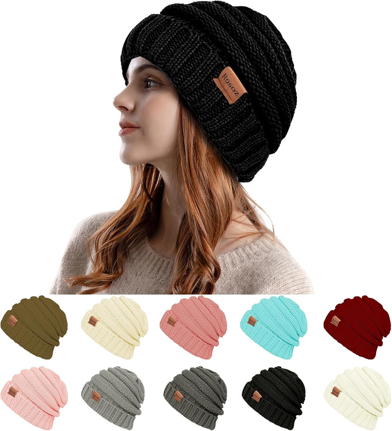 Rosoz Womens Beanies for Winter Slouchy Beanies for Women Knit Warm Winter Hats...