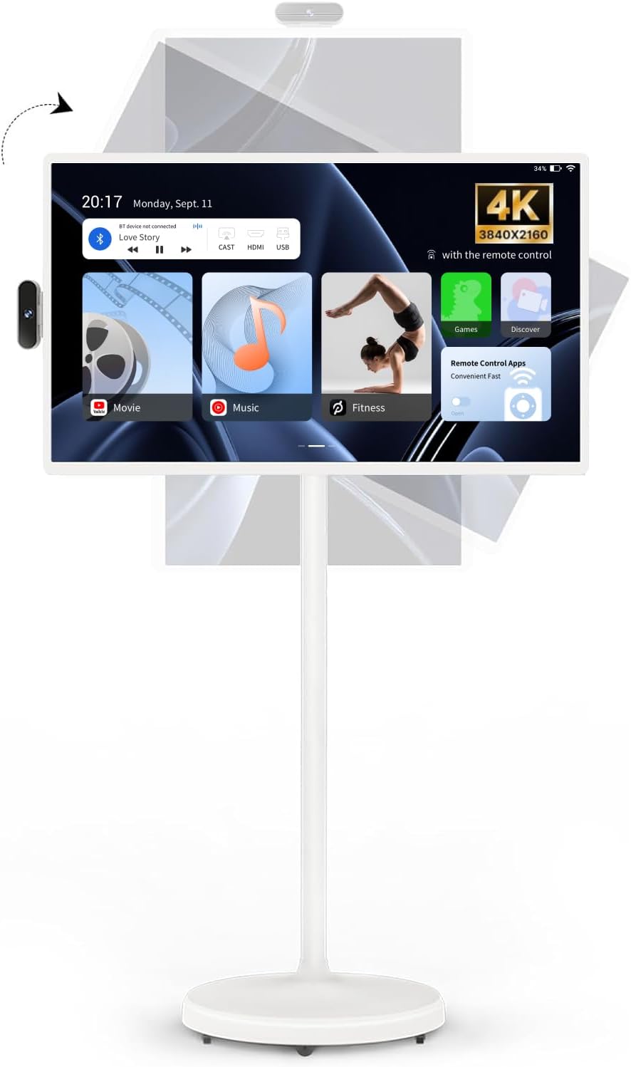 ApoloSign 32-Inch Portable Monitor, 4K UHD Rolling TV on Wheels with Rotatable T...