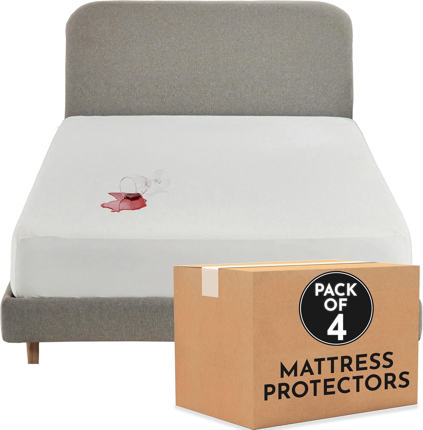 California Design Den Bulk Pack of 4 Waterproof Mattress Protectors King Size -...