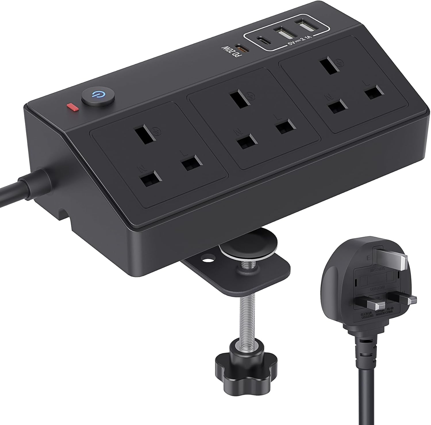 Desk Power Socket with USB C Slots, HAFINO PD 20W Fast Charging Power Station, E...
