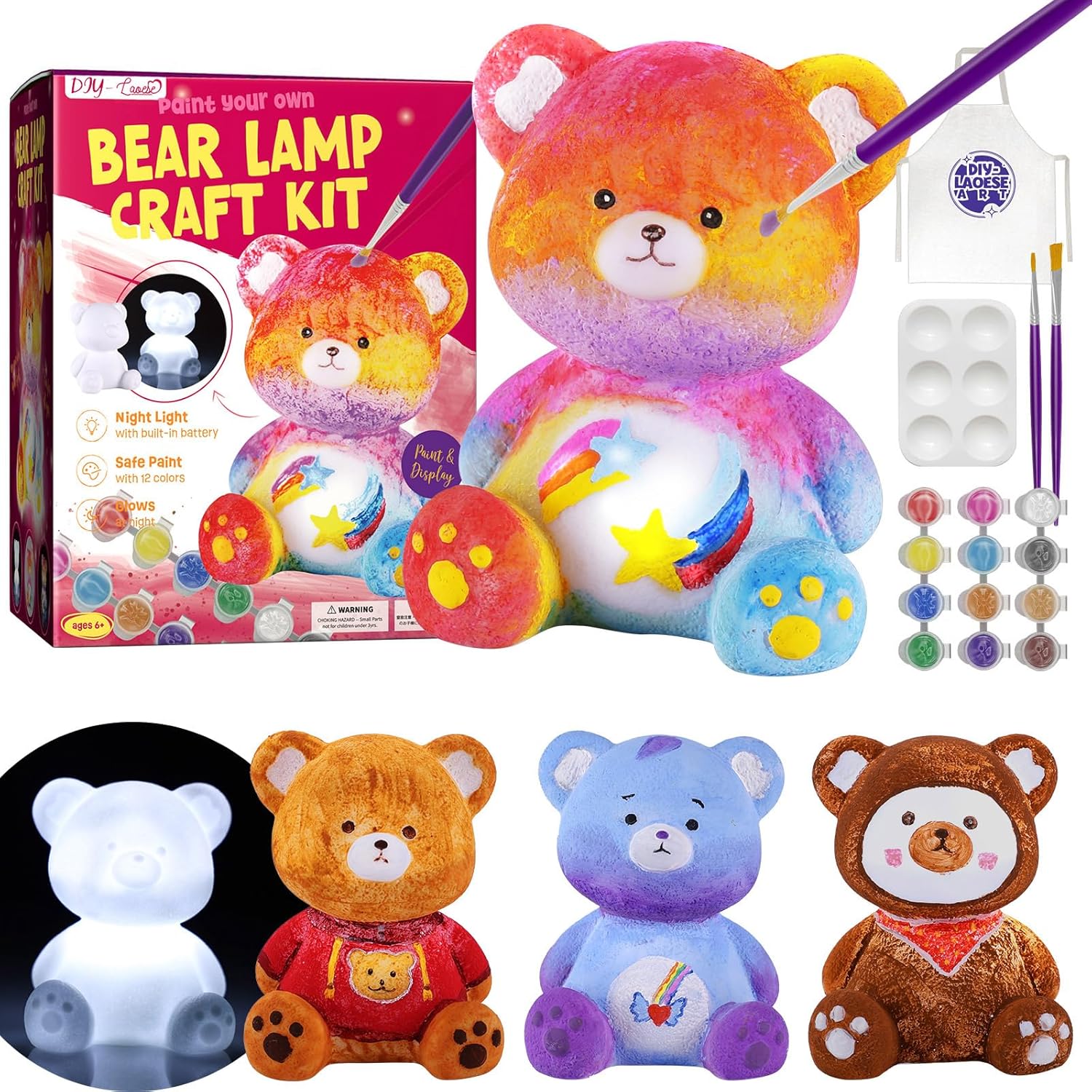 DIY-LAOESE Paint Your Own Bear Lamp Kit, Art Supplies Arts & Crafts Kit, Paintin...