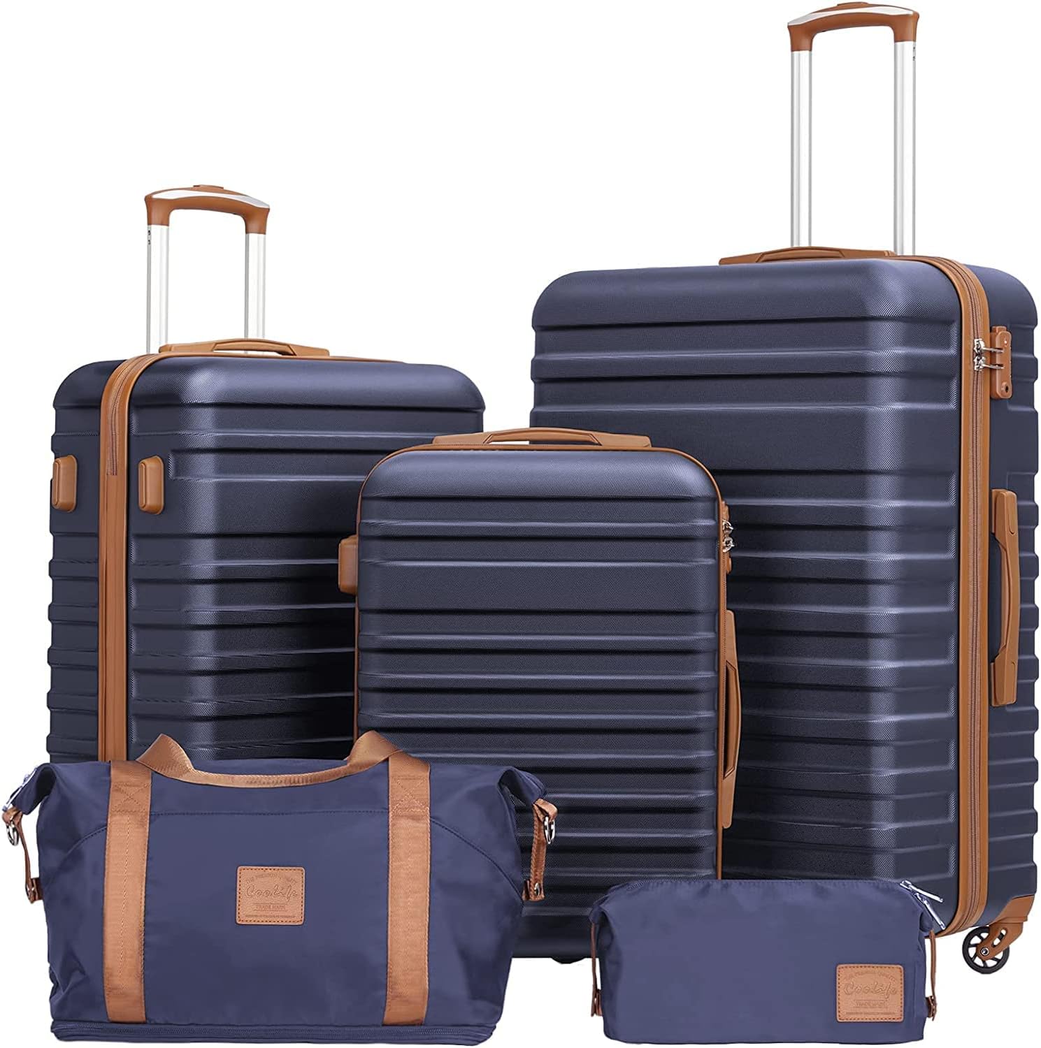COOLIFE Suitcase Trolley Carry On Hand Cabin Luggage Hard Shell Travel Bag Light...