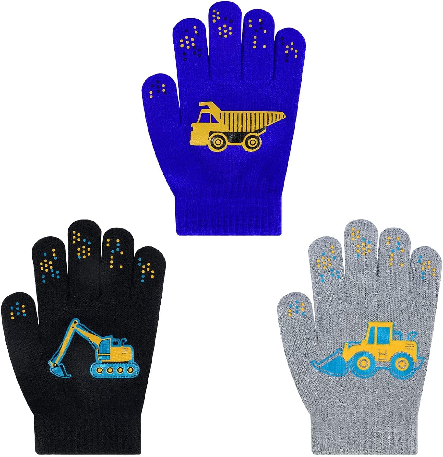 3 Pairs Kids Knitted Mittens Toddler Winter Gloves Boys Girls Stretch Mittens 3...