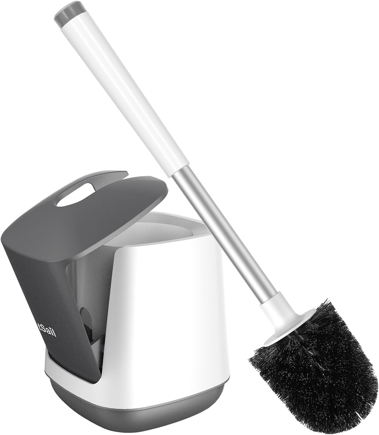 SetSail Toilet Brush and Holder, Self Closing Lid Toilet Bowl Brushes Holder and...