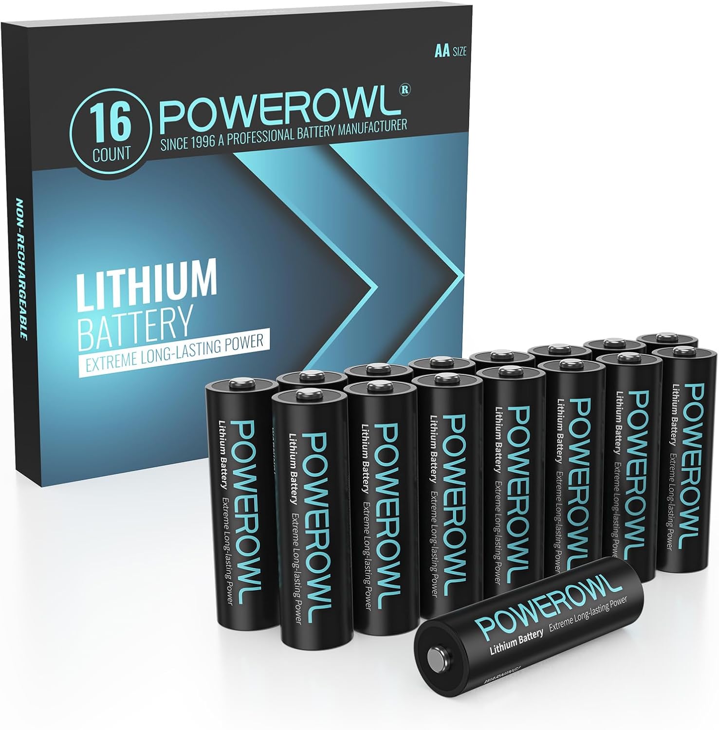 POWEROWL Lithium Batteries AA 16 Pack, High Capacity 1.5V Double A Battery Long...