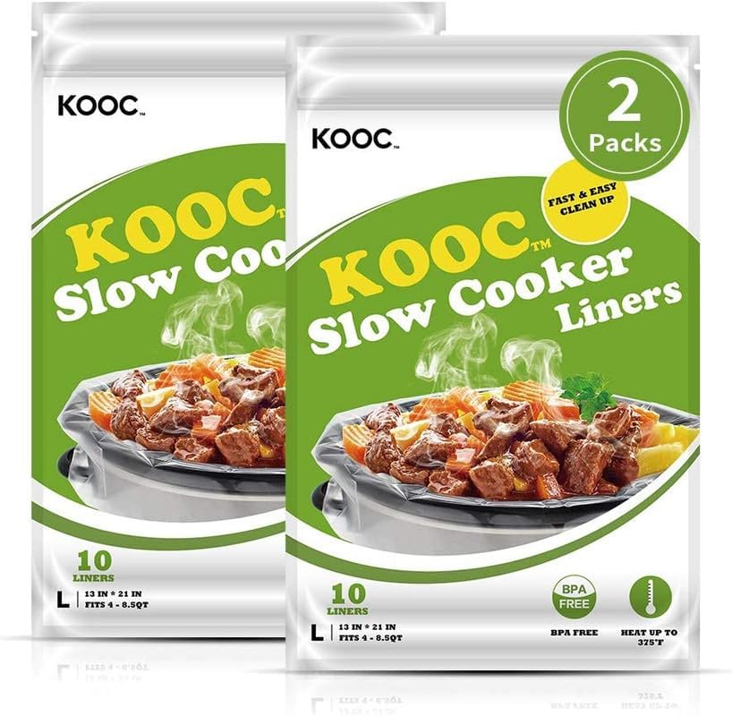 KOOC Slow Cooker Liners 13"x21" 20 Count Large Size Disposable Pot Liners Cookin...