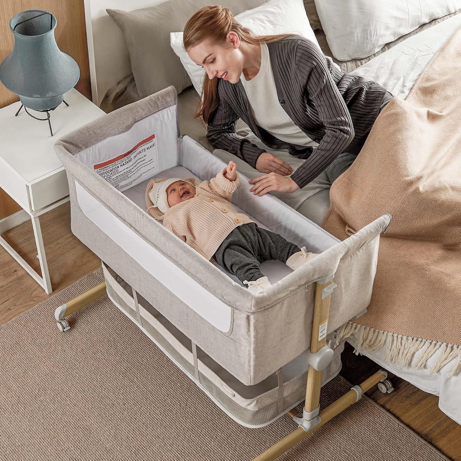Baby Bassinet Bedside Sleeper, besrey Bedside Bassinet for Newborn Infant with C...