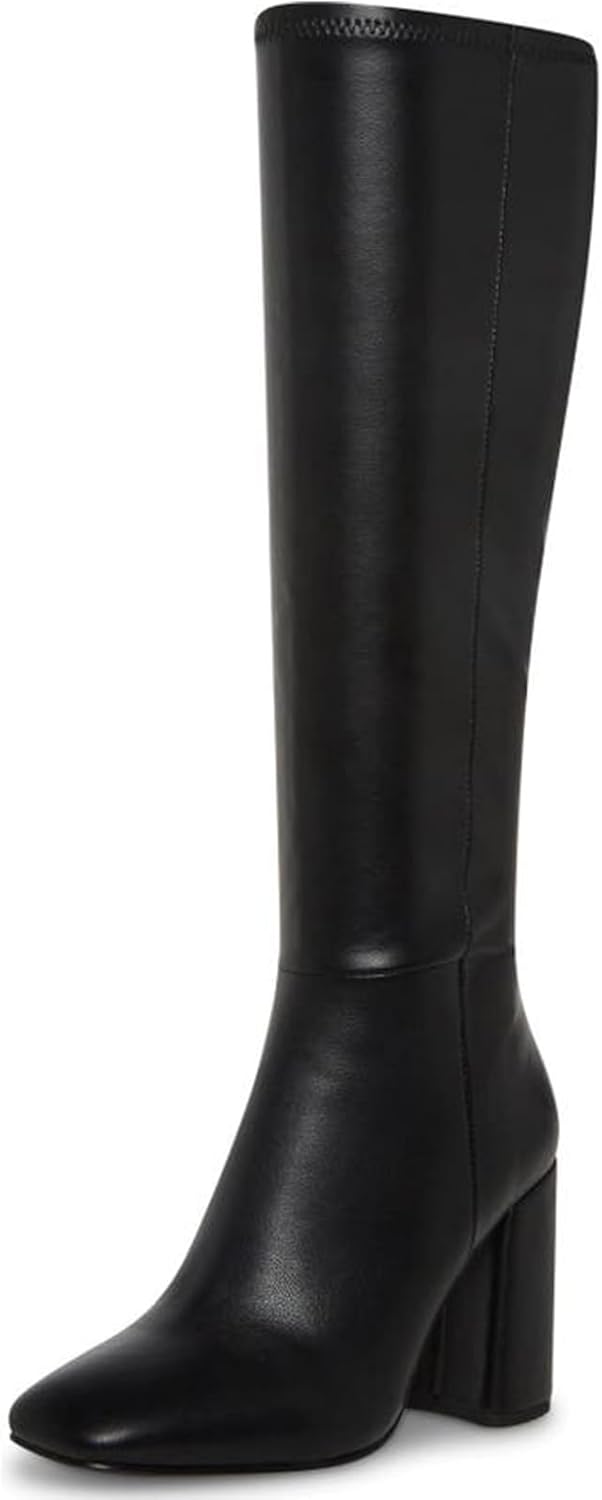 SOVANYOU Women's Faux Leather Tall Boots Fashion Square Toe Chunky Heel Knee Hig...