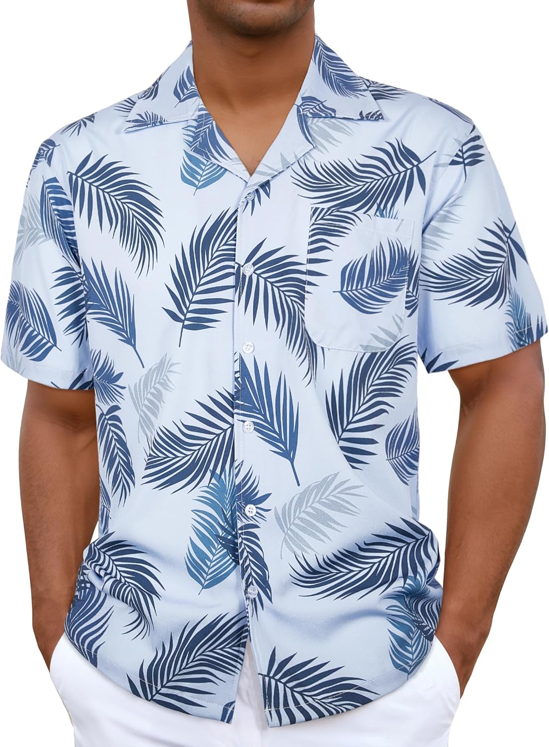 iCKER Men's Hawaiian Shirt Beach Shirt Short Sleeve Polyester Casual Regular Fit...