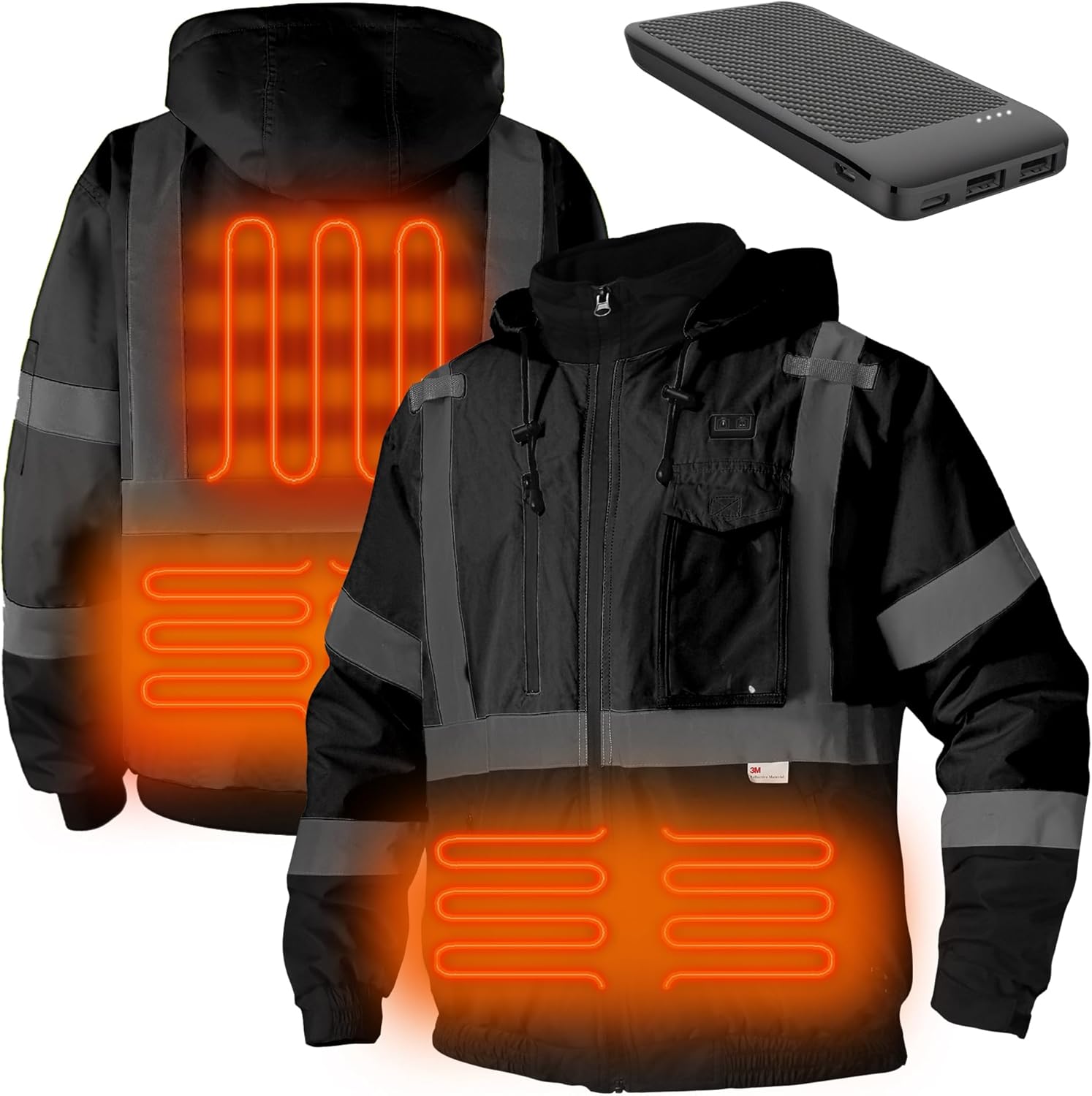 Safety Heated Jacket,3M Reflective Heated Jacket,Waterproof CLASS 3 Hi-Vis jacke...