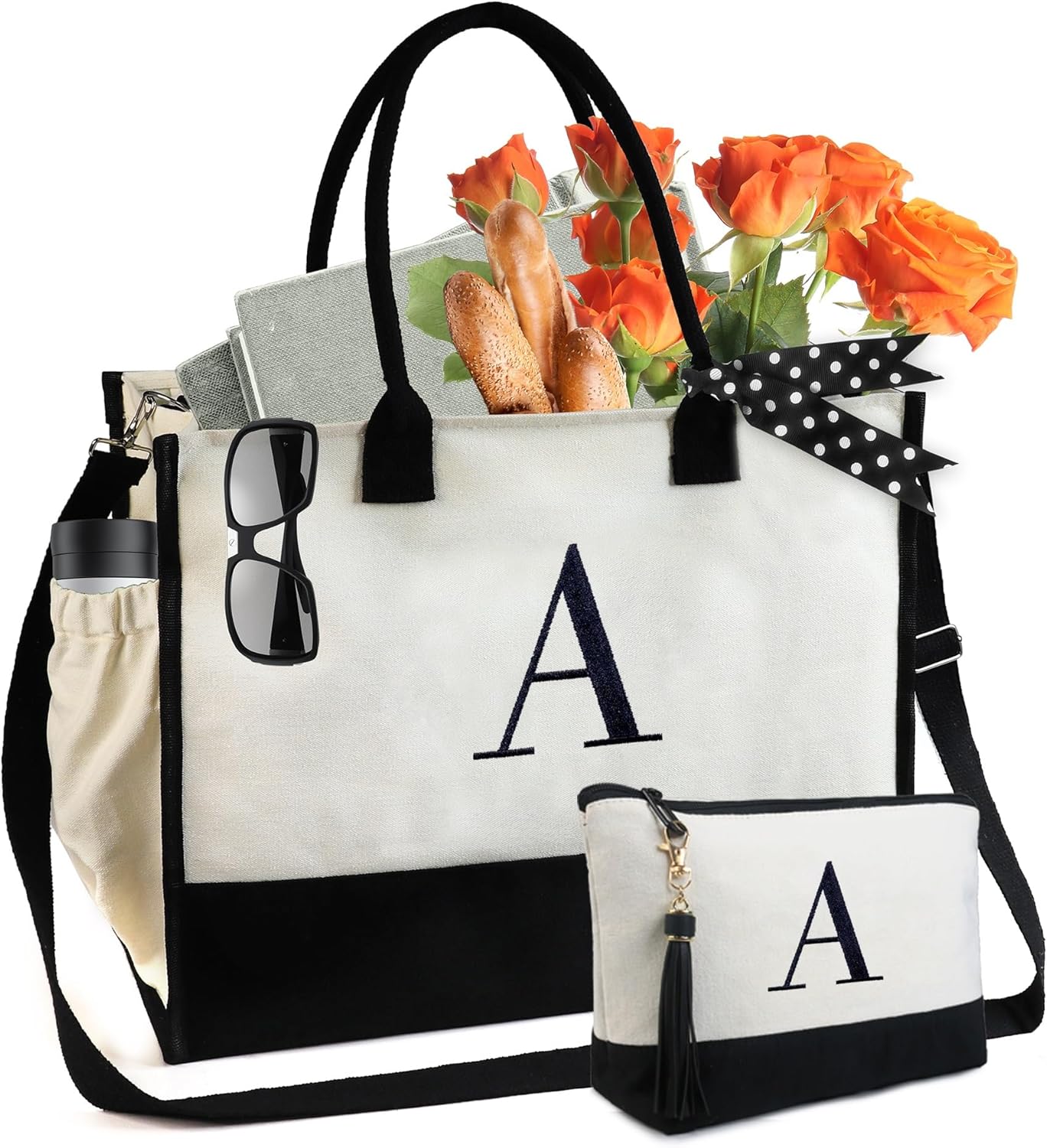 BeeGreen Valentine's Day Gifts for Women Canvas/Jute Zipper Tote Bag, Personaliz...
