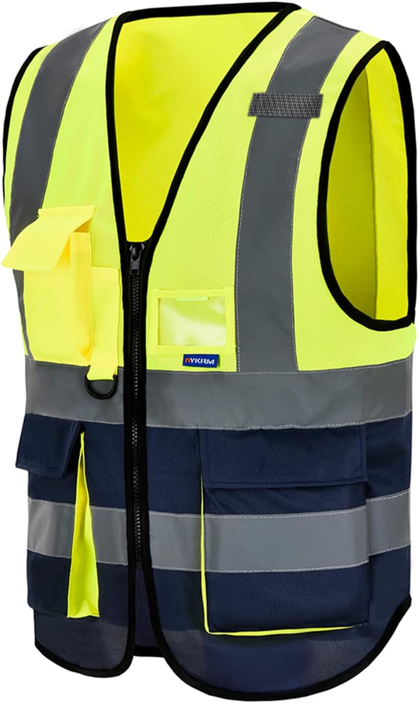 AYKRM 21 colors high Vis vest Zipper Front High Visibility vest Hi Vis Executive...