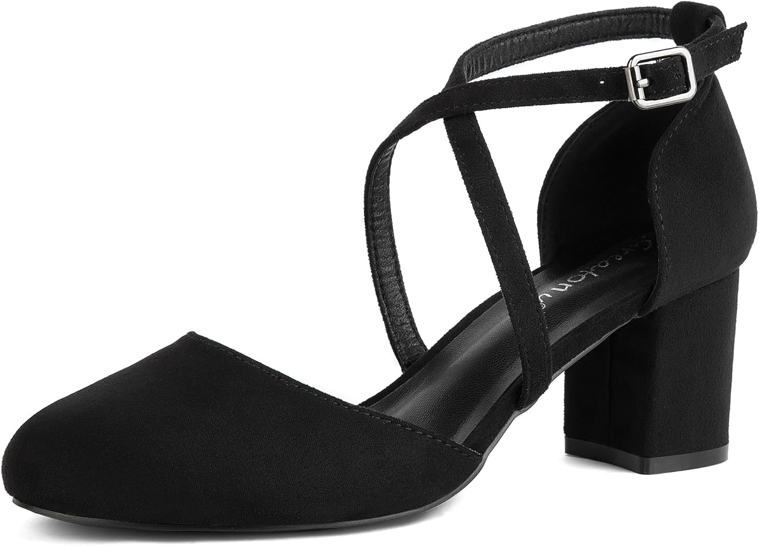 Greatonu Womens Court Shoes Mid Heel Chunky Dress Sandals Ladies Ankle Strap Wed...