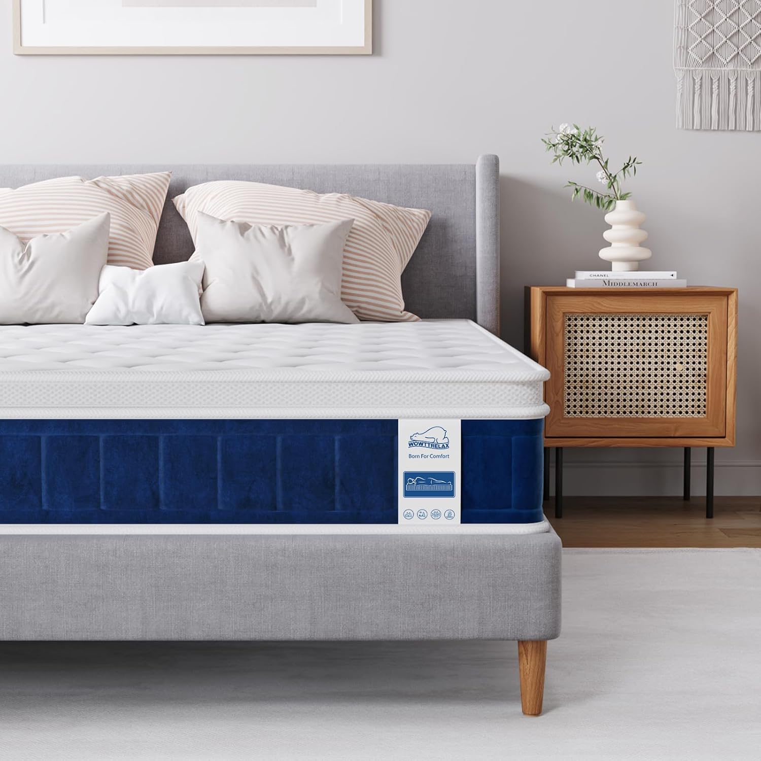 wowttrelax Gel Memory Foam Single Mattress, 10 Inch Pocket Sprung Hybrid Mattres...