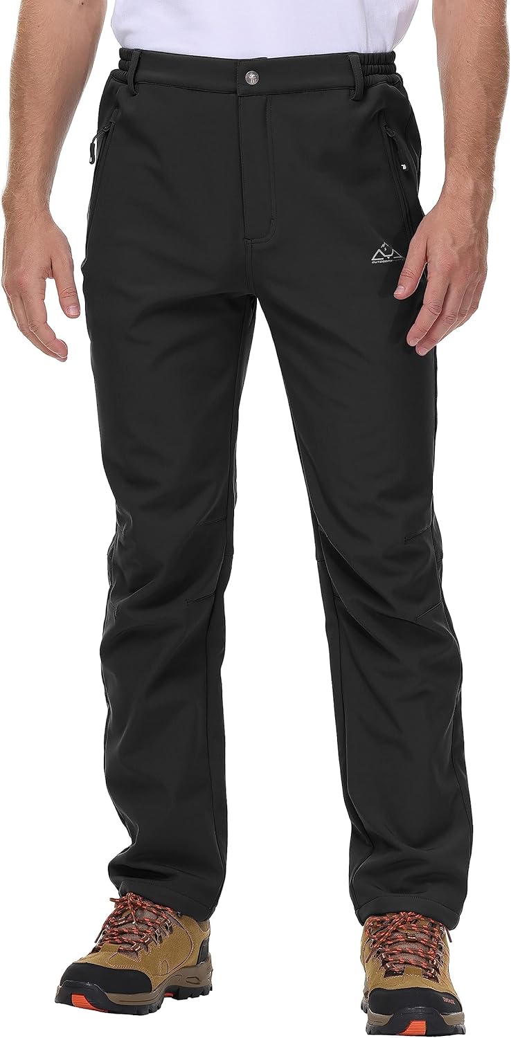 Rdruko Mens Waterproof Softshell Trousers Thermal Fleece Lined Casual Winter War...