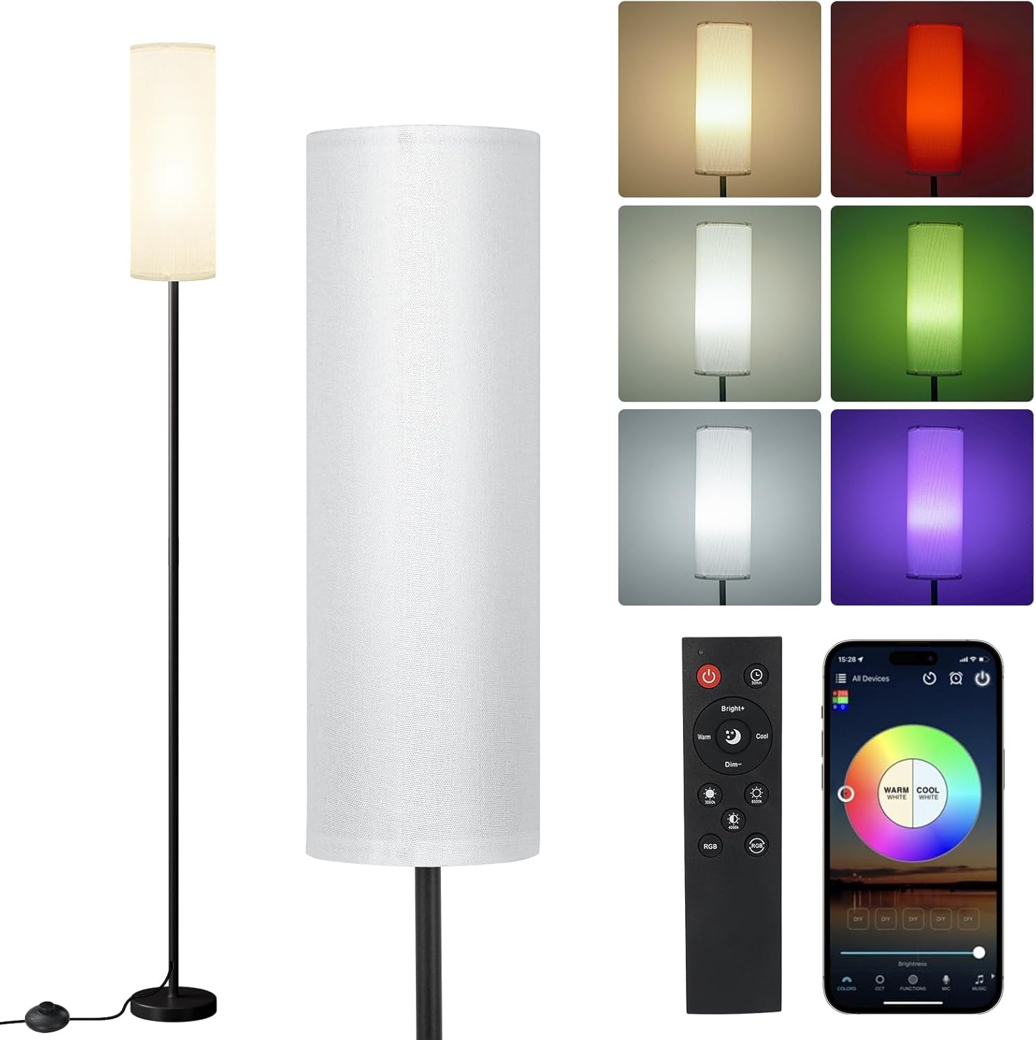 Frideko Floor Lamps for Living Room, Dimmable Colors Temperature & Brightness, 6...