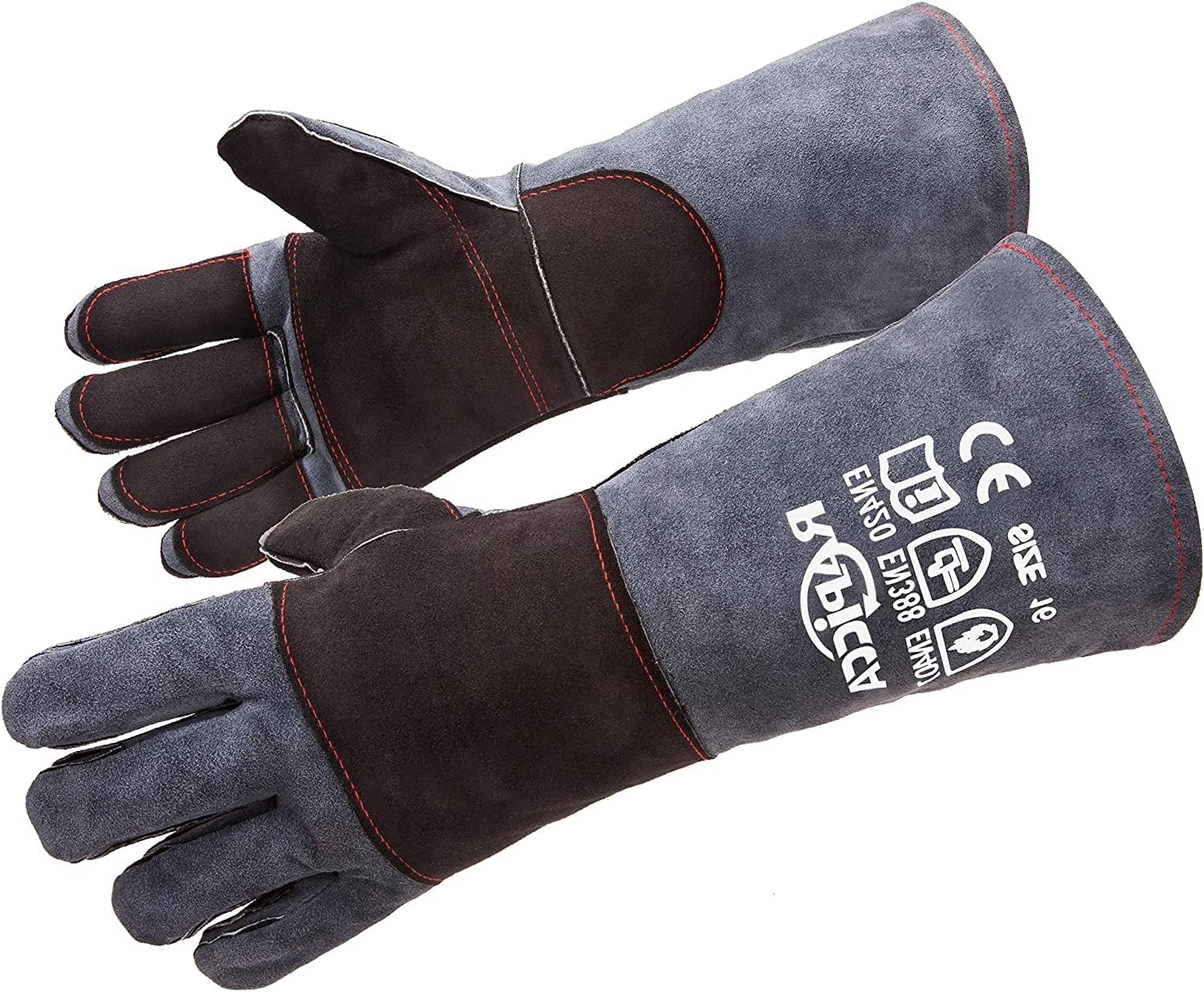 RAPICCA Fireplace Gloves Fire Heat Resistant: Dark-Grey 16IN 932℉ - Fireproof Le...