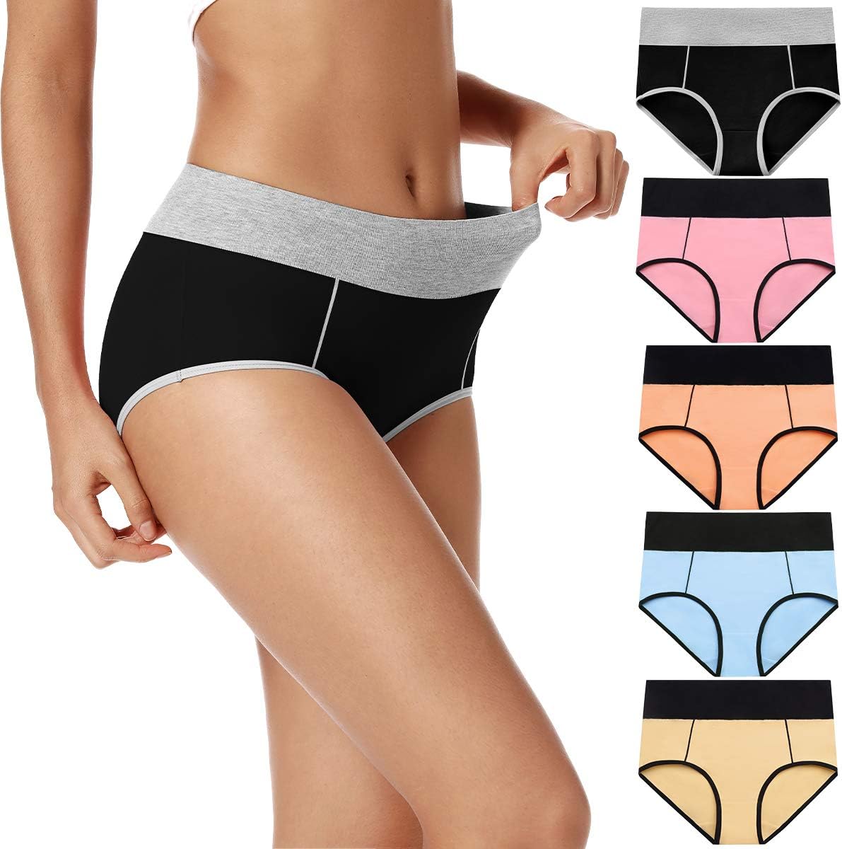 POKARLA Womens Cotton Underwear High Waist Full Coverage Briefs Soft Breathable...