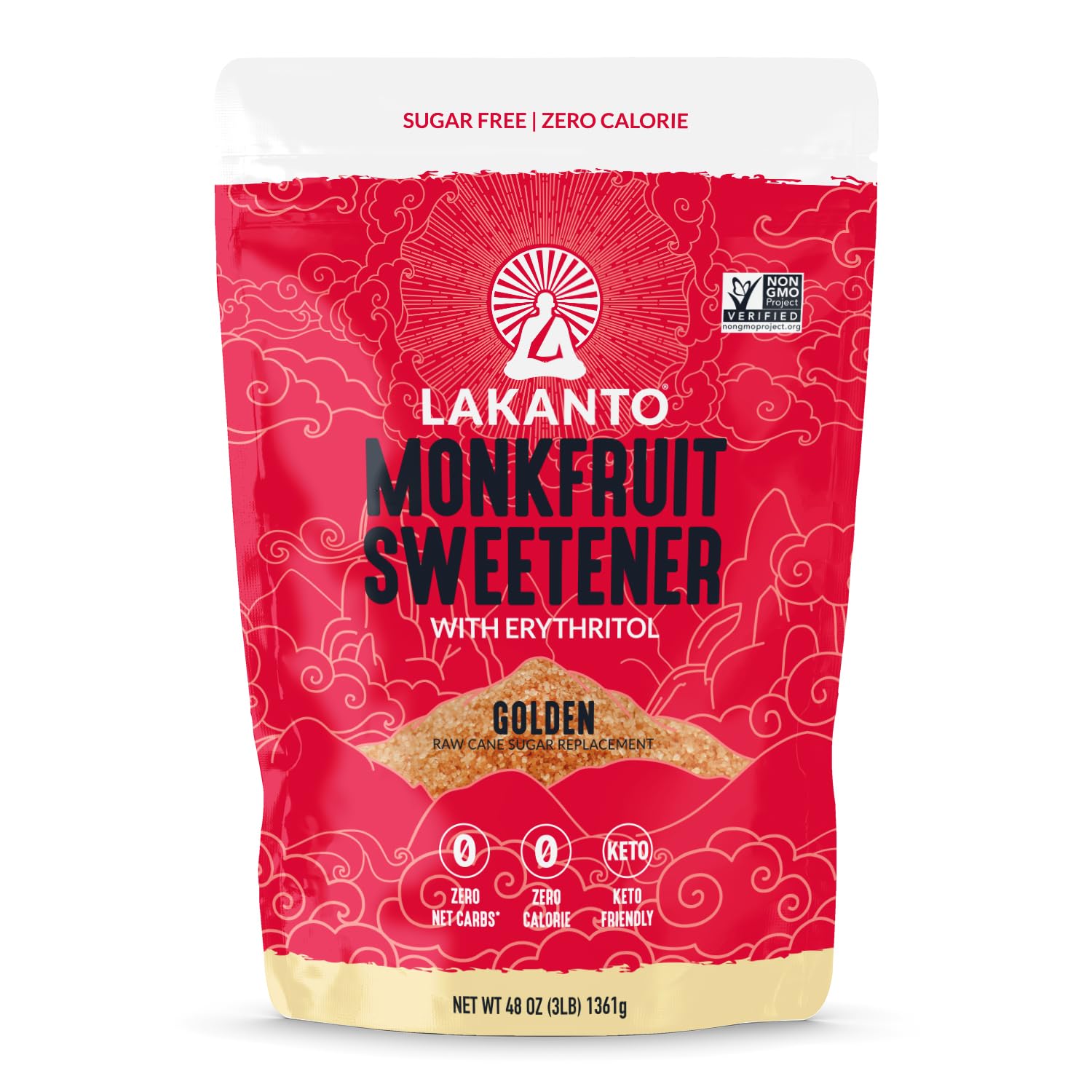 Lakanto Golden Monk Fruit Sweetener With Erythritol, Raw Cane Sugar Substitute F...