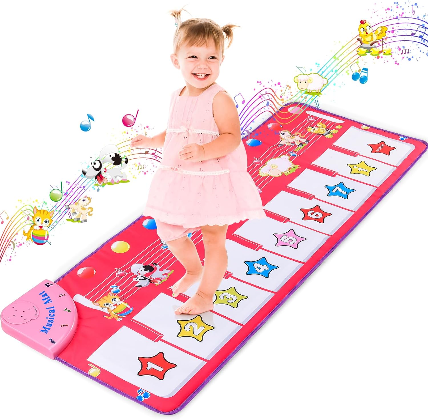Musical Toys for 1 2 3 4 5 Year Old Girls Gifts,Piano Dance Mat for Kids with 8...