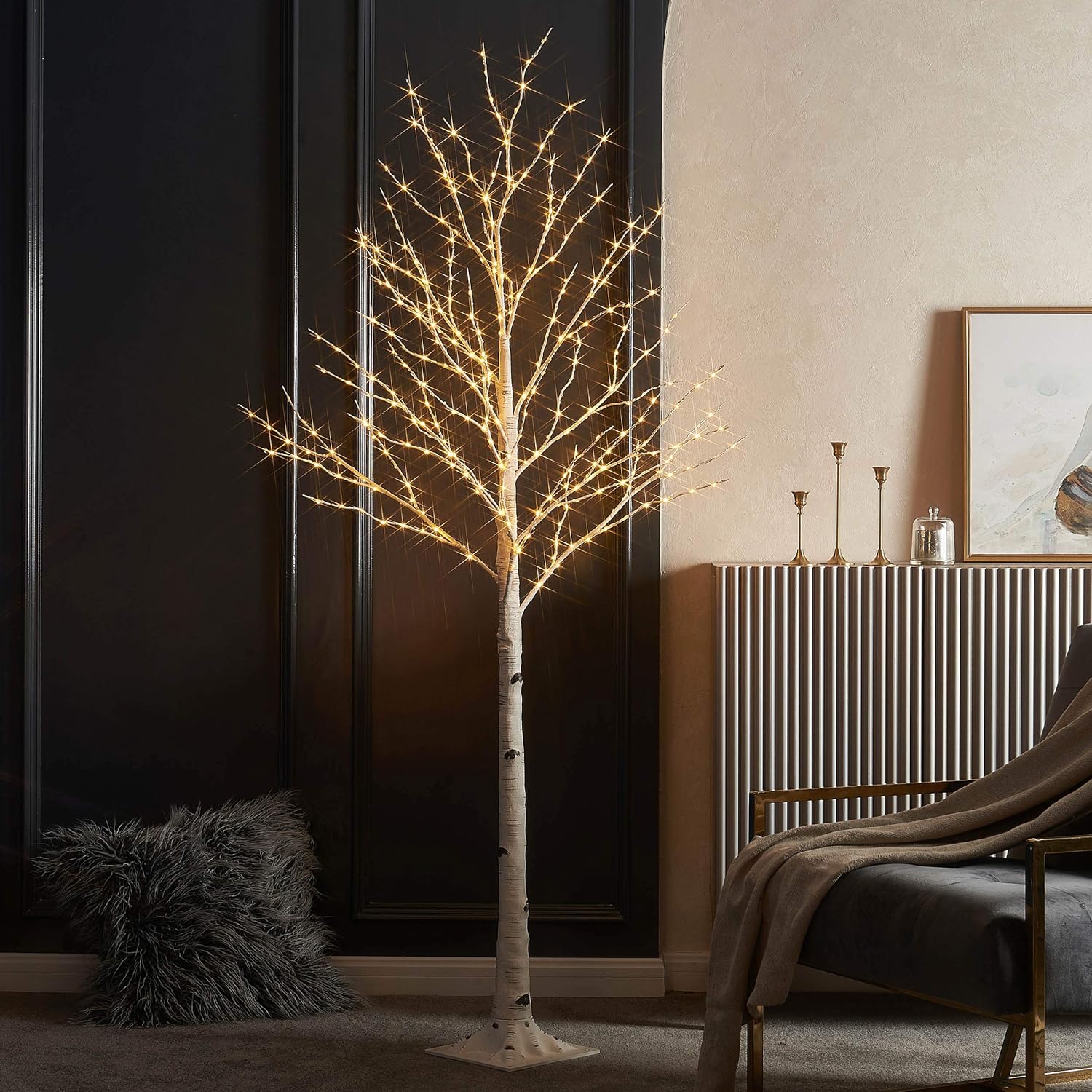 LITBLOOM Lighted Twig Birch Tree with Fairy Lights 6FT 330 LED for Indoor Outdoo...