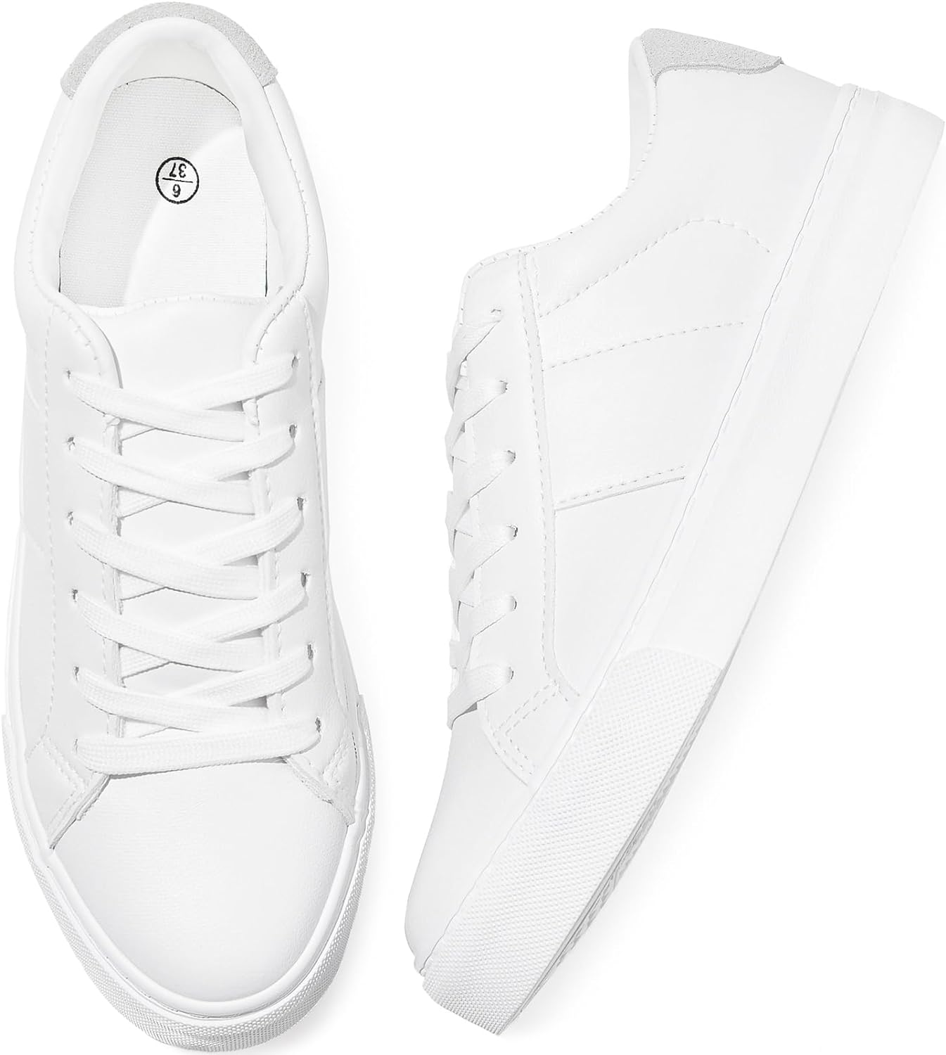 Adokoo Women's Fashion Sneakers PU Leather Casual Shoes White Tennis Low Top Sho...