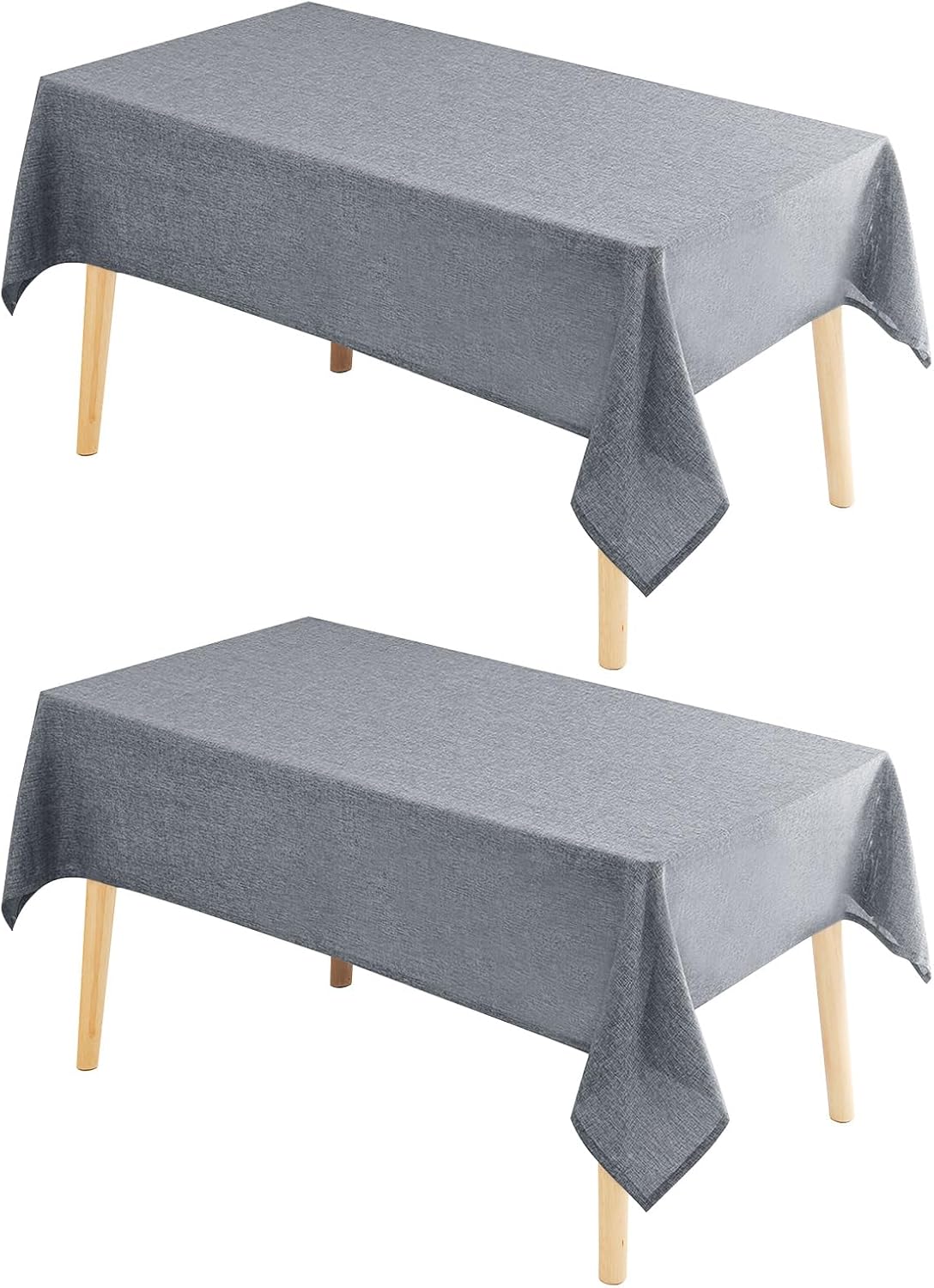Hiasan 2 Pack Faux Linen Rectangle Tablecloth - Wrinkle and Stain Resistant Wash...