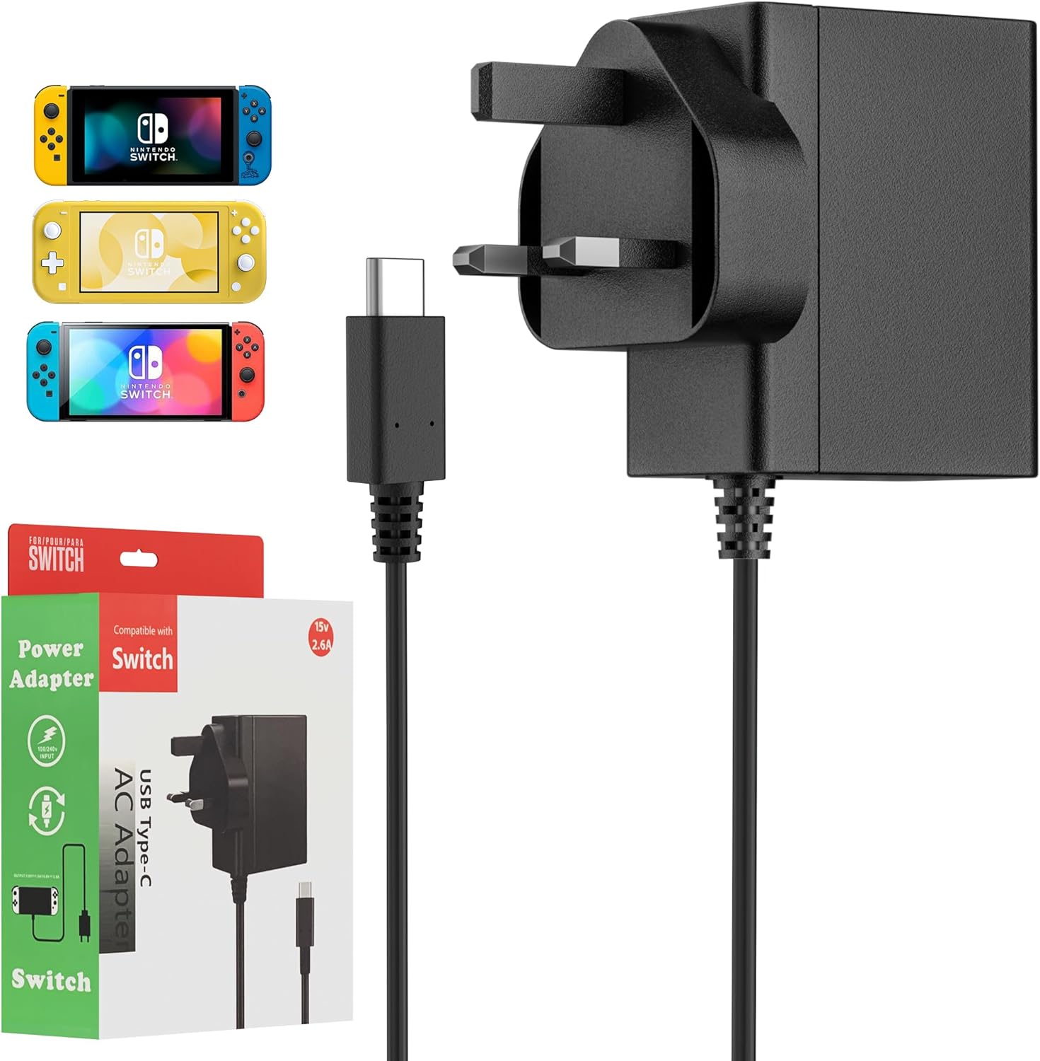BENSN Charger for Nintendo Switch/Switch OLED/Switch Lite,15V/2.6A 39W Fast Char...
