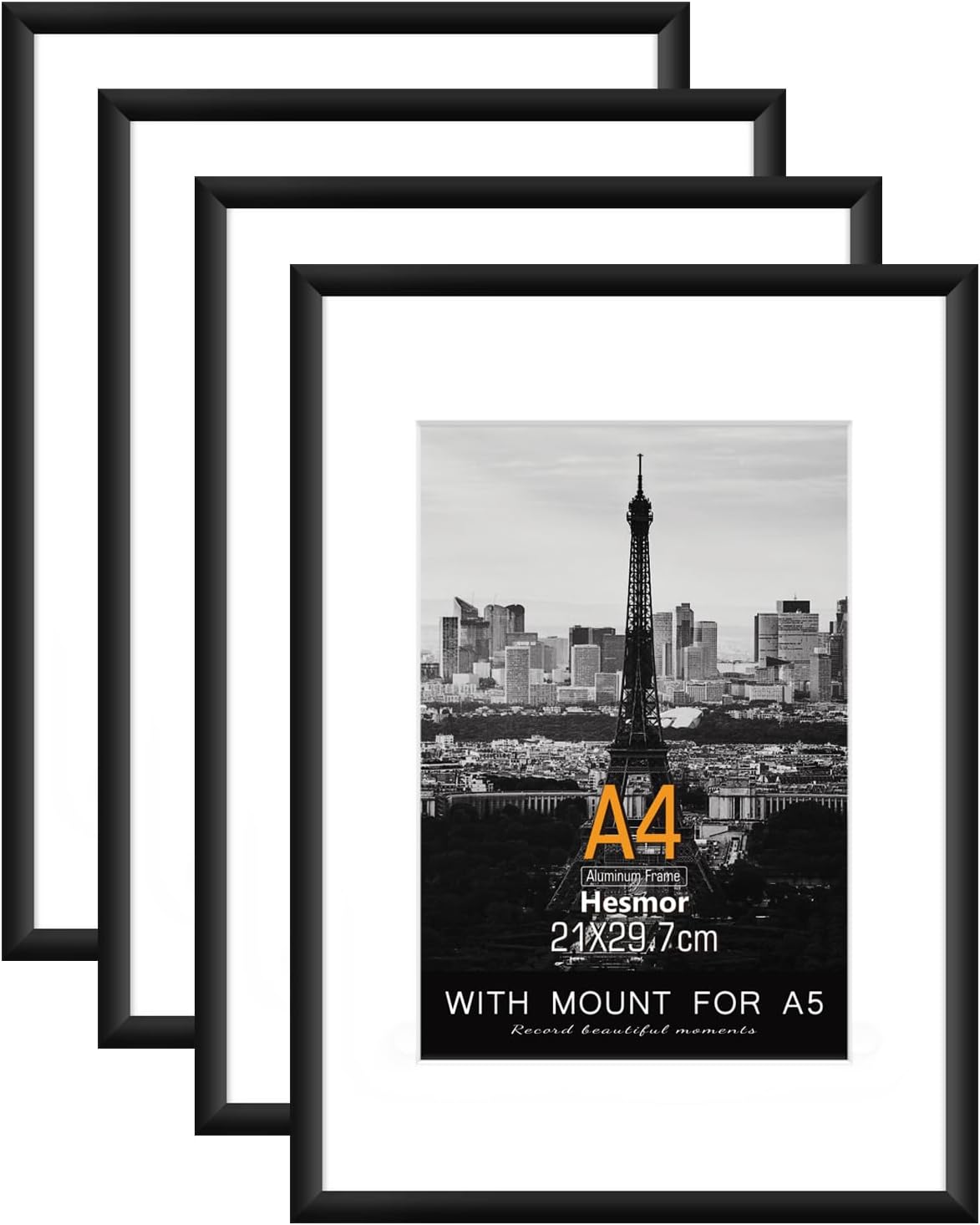Hesmor A4 Aluminum Acrylic Picture Frames Black -...