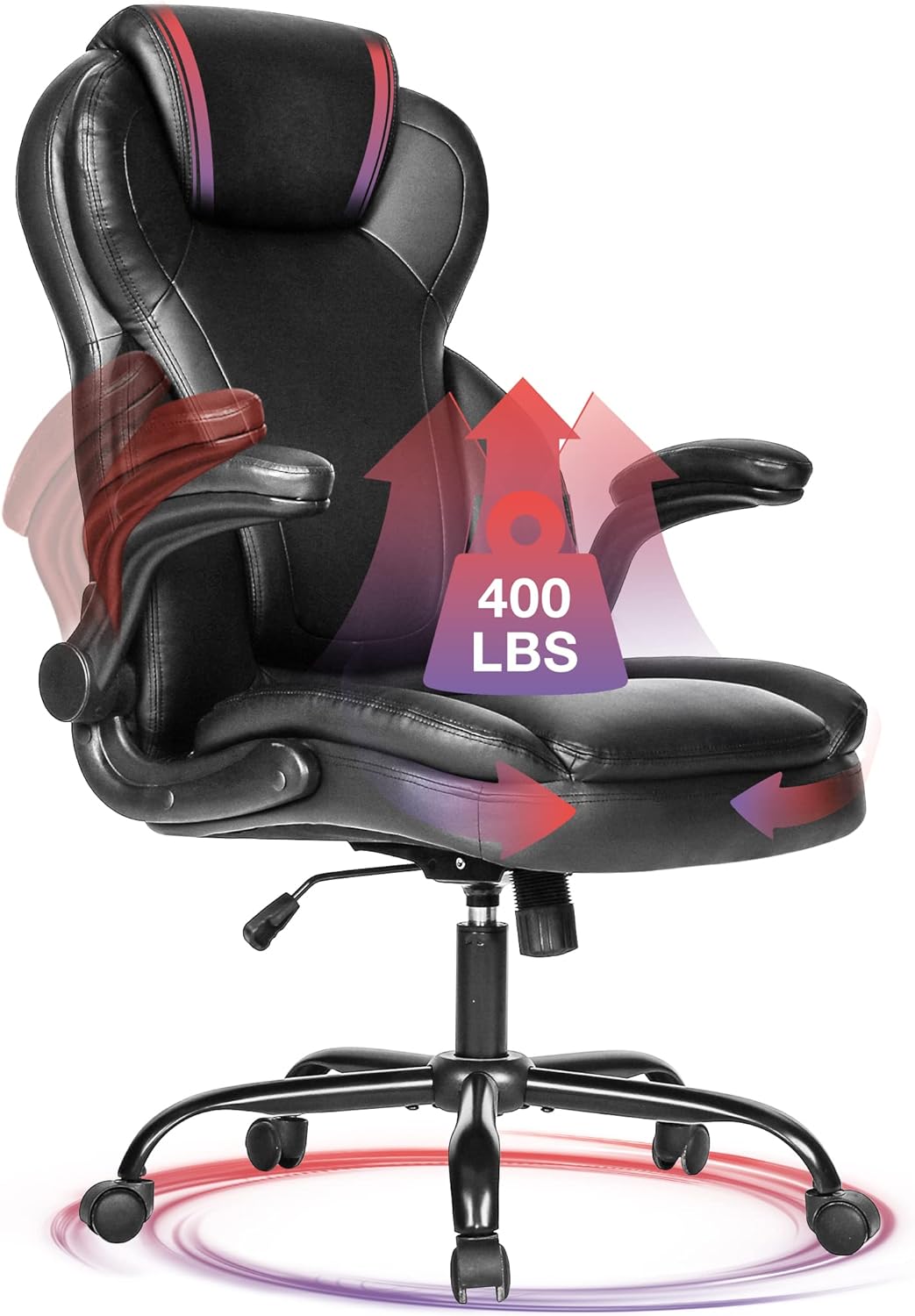 Big and Tall Office Chair 400lbs-Heavy Duty Executive Desk Chair with Extra Wide...