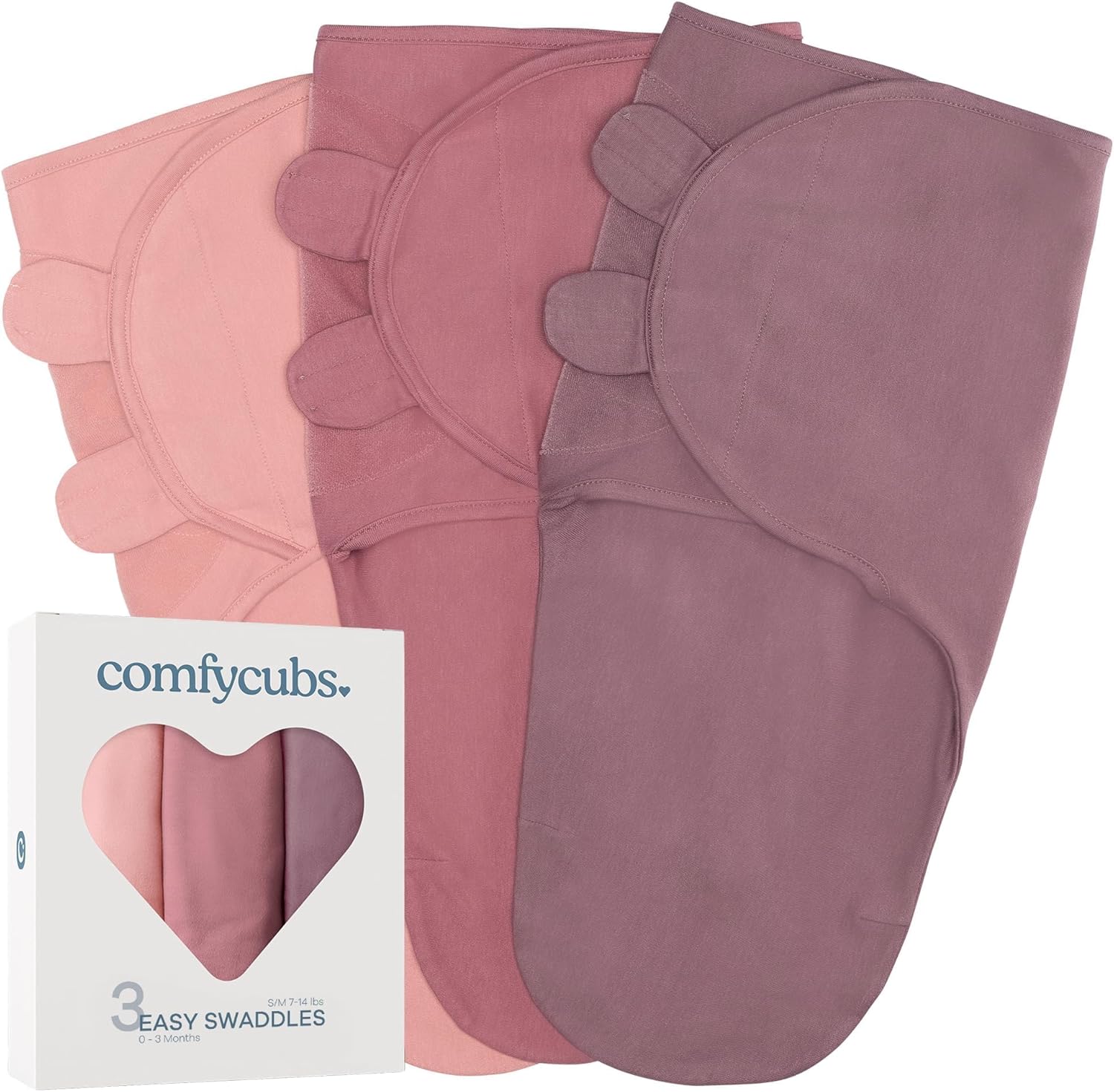 Comfy Cubs Swaddle Blanket Baby Girl Boy Easy Adjustable 3 Pack Infant Sleep Sac...