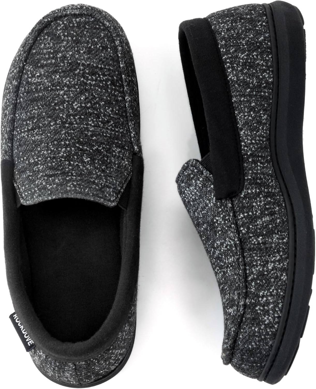 RockDove Men's Tweed Memory Foam Moc Slipper 10 Black